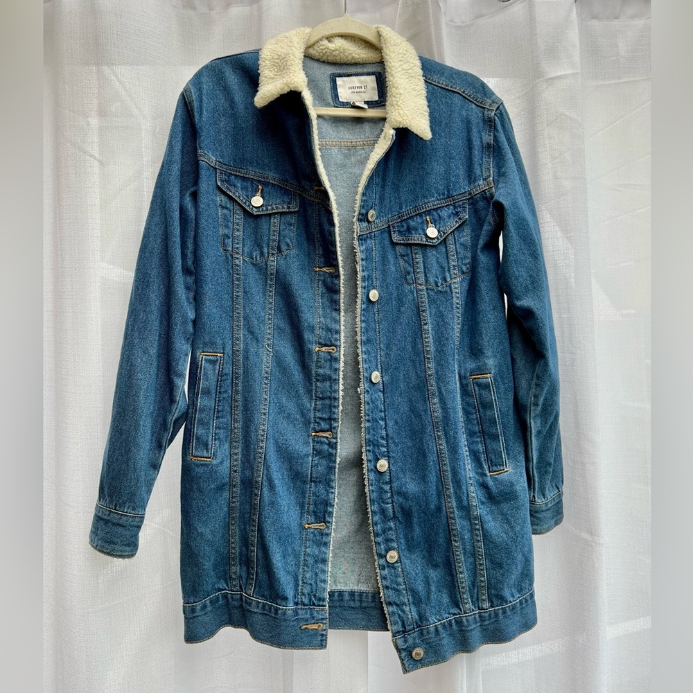 Longline Denim Sherpa Jacket